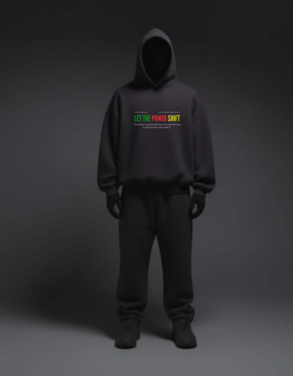 Heavyweight Fleece Hoodie "LET THE POWER SHIFT" Afro
