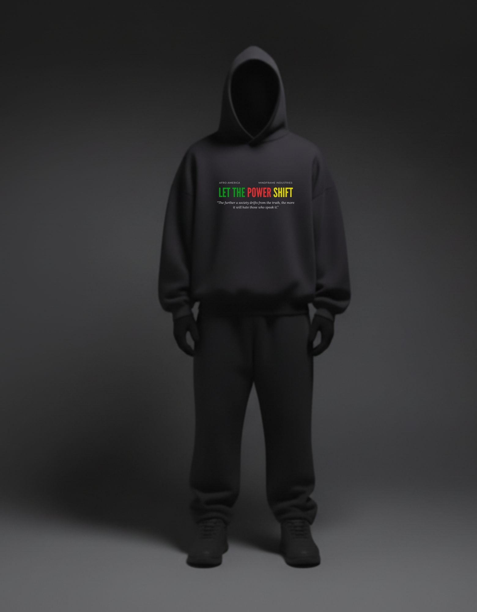 Heavyweight Fleece Hoodie "LET THE POWER SHIFT" Afro