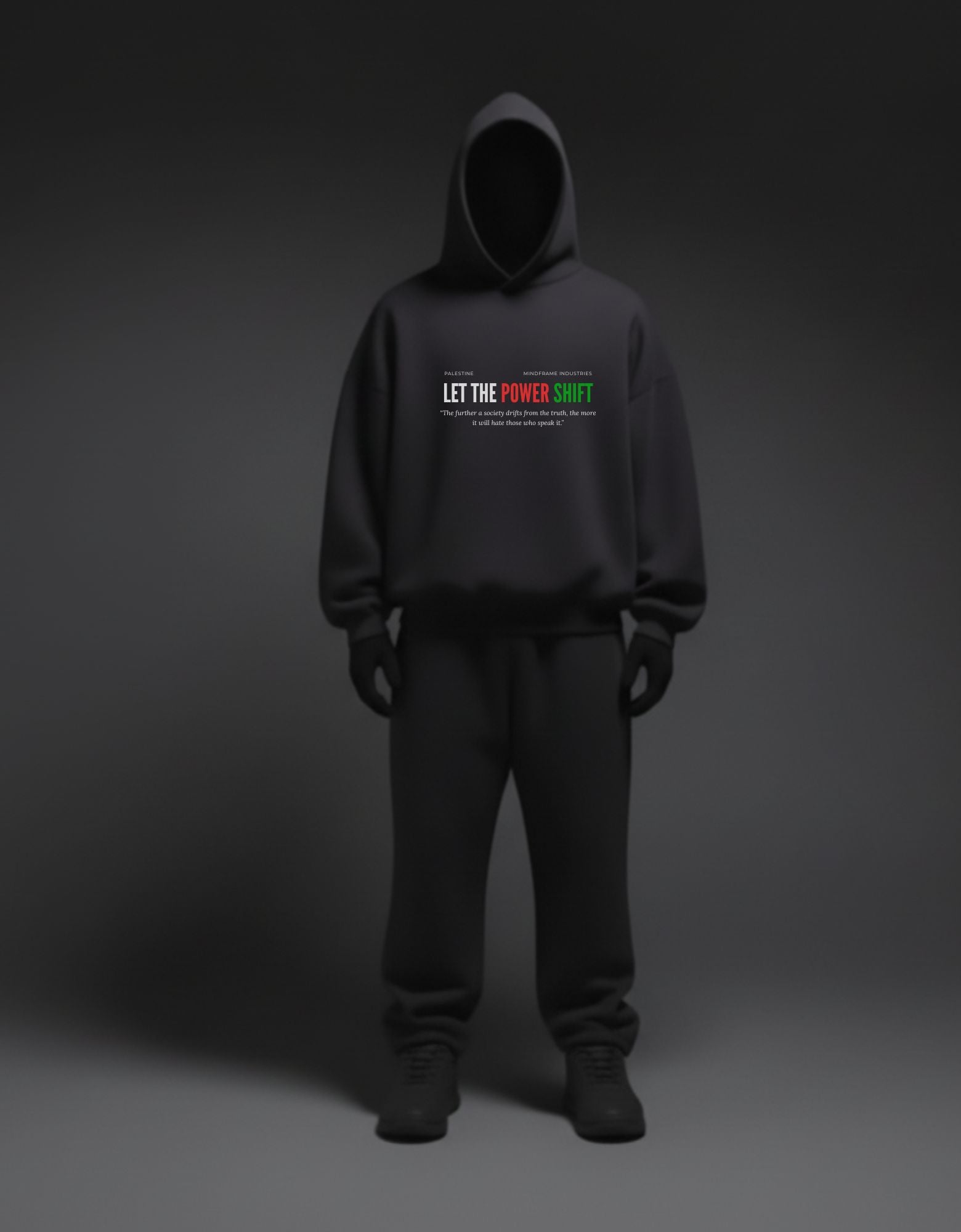 Heavyweight Fleece Hoodie "LET THE POWER SHIFT" Palestine